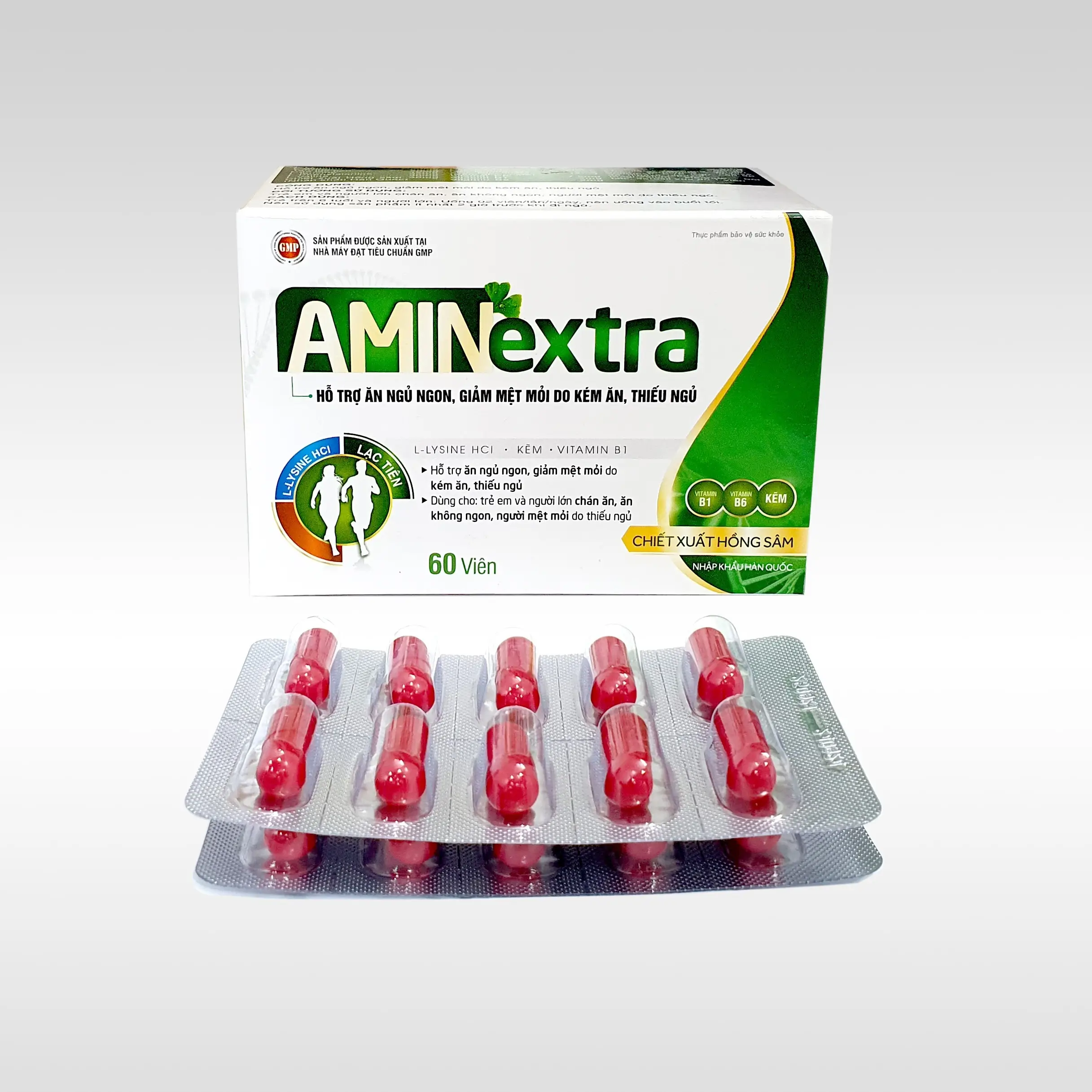 Viên hỗn hợp trợ Ăn ngủ ngon, Giảm mệt mỏi do kém ăn, thiếu ngủ AMINEXTRA (Hộp 60 viên)